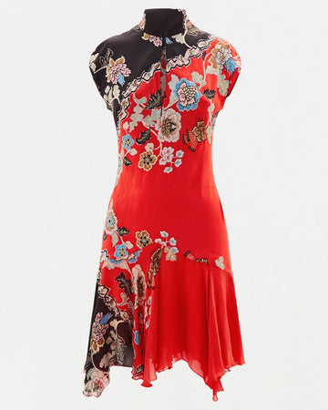 S/S 2003 silk cheongsam red floral dress