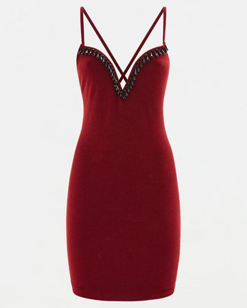 F/W 1990 pendant burgundy dress