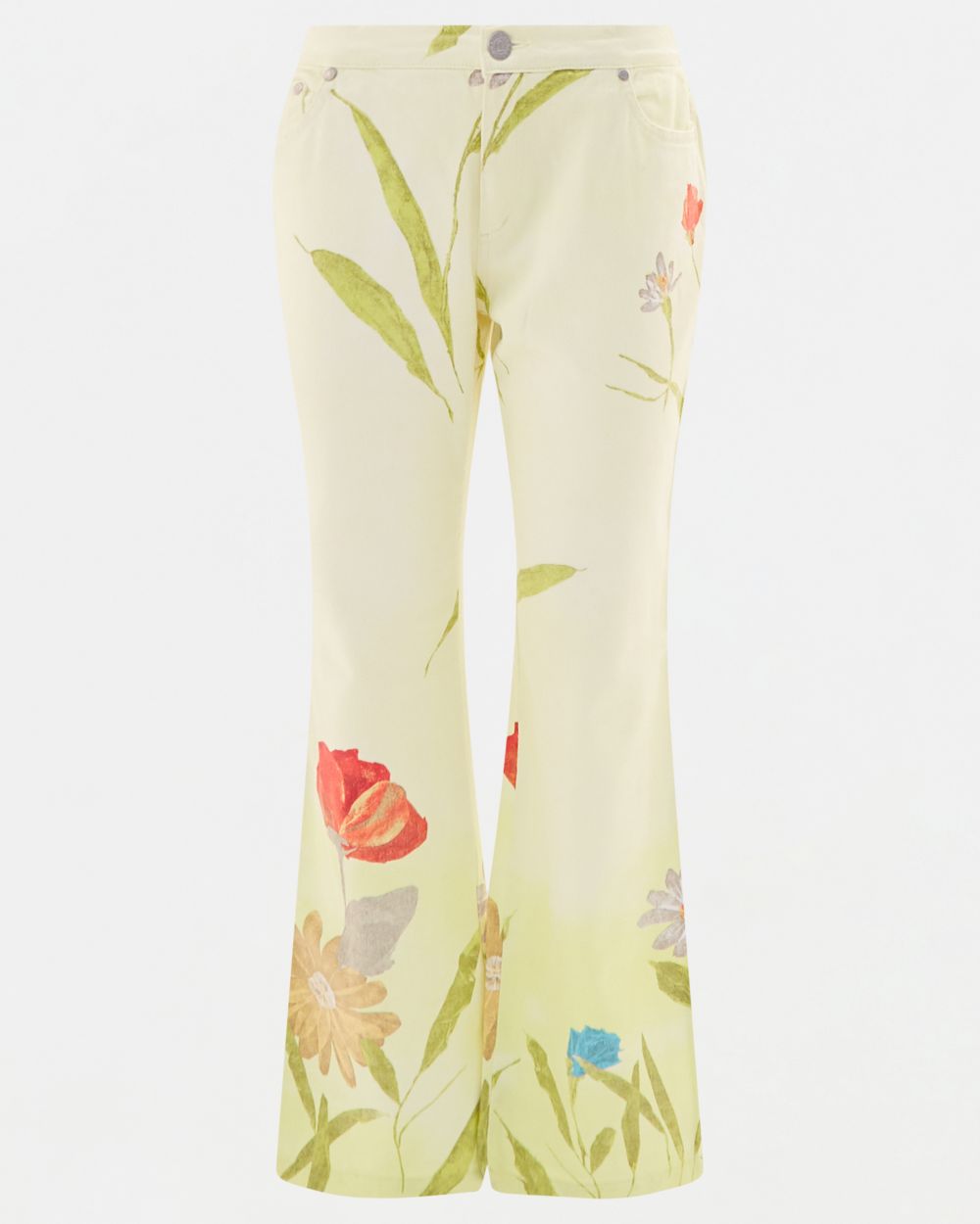 2000s yellow floral jeans