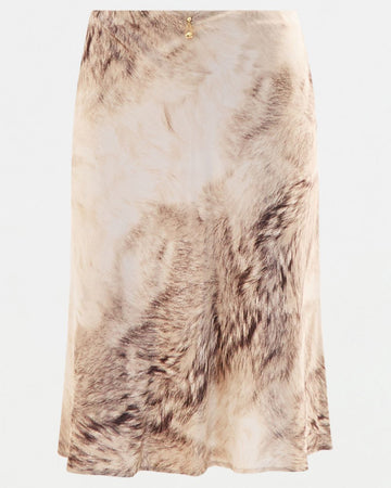 F/W 1999 fur print silk skirt