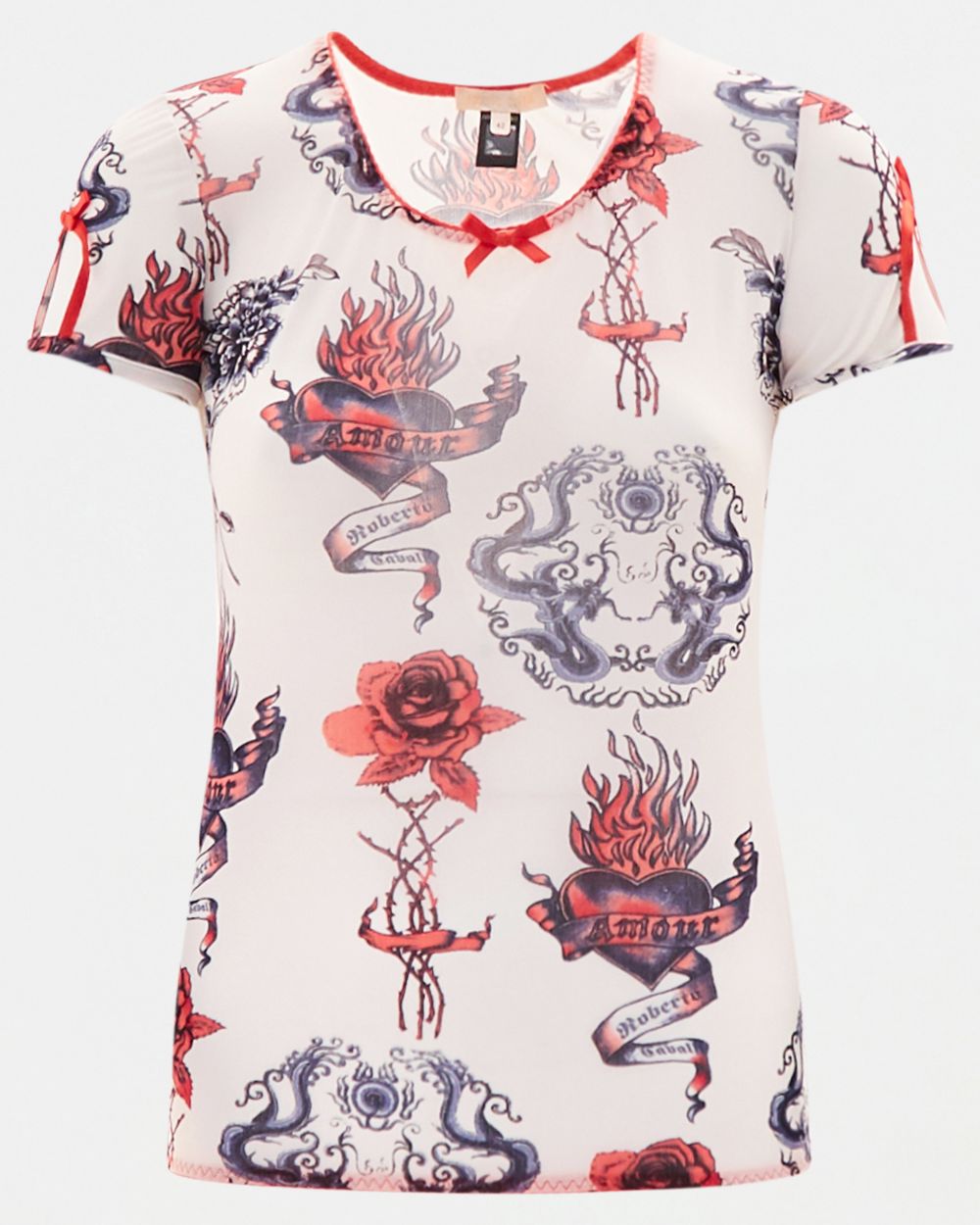 S/S 2003 white mesh tattoo print t-shirt