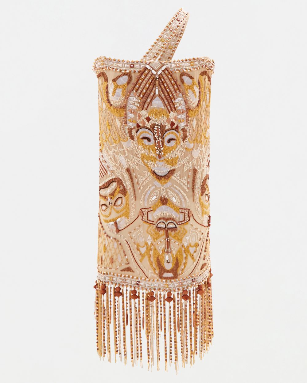 S/S 2005 heavily beaded tribal mask corseted dress