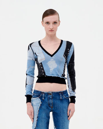 F/W 2004 denim patchwork jumper