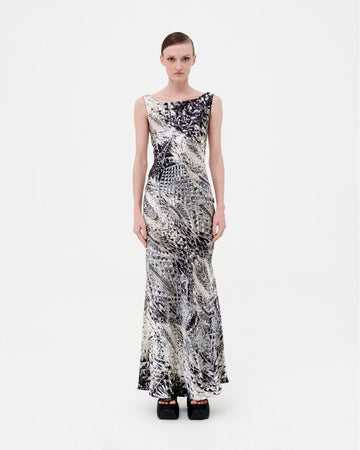 F/W 2001 diamond print silk gown