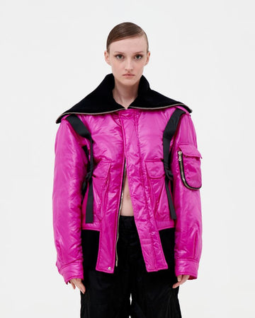 F/W 2003 pink parachute bondage bomber jacket