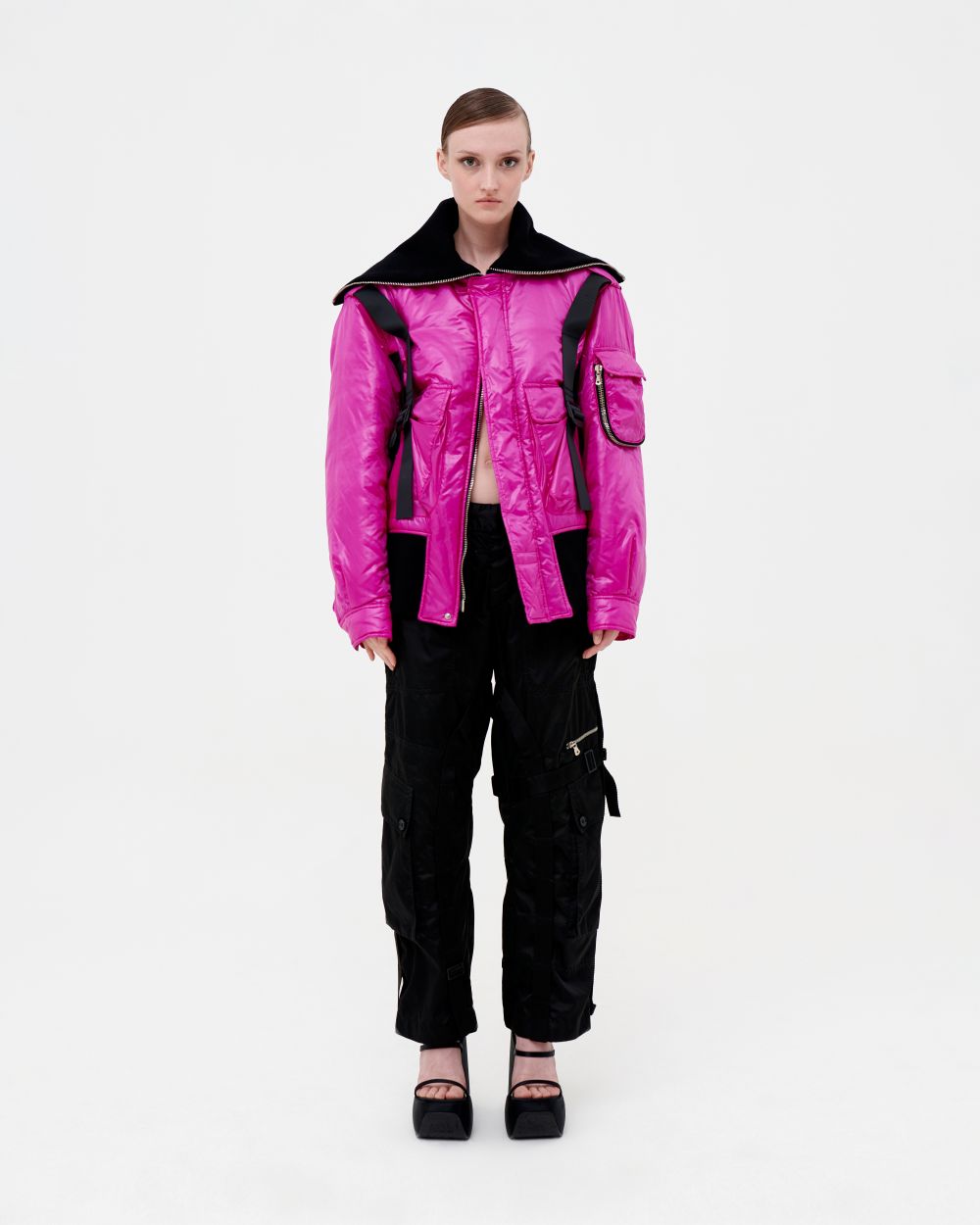 Dolce & Gabbana F/W 2003 pink parachute bondage bomber jacket Dolce & Gabbana F/W 2003 pink parachute bondage bomber jacket