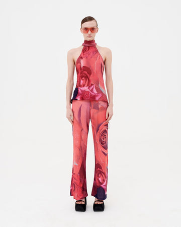 S/S 2000 red roses print silk set