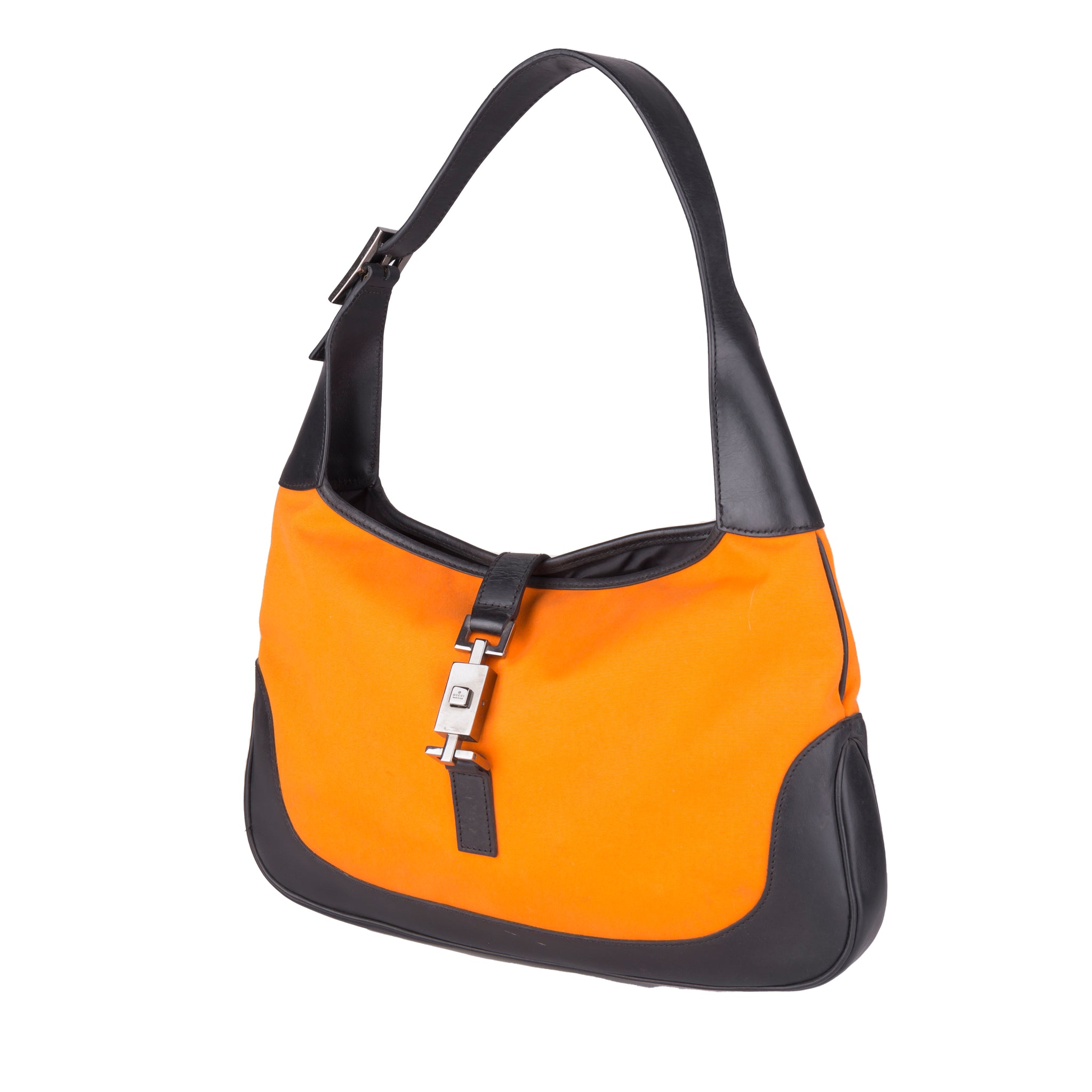 S/S 1999 orange canvas and black leather trim Jackie bag