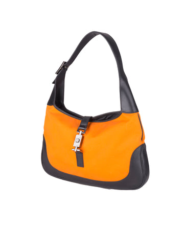 S/S 1999 orange canvas and black leather trim Jackie bag