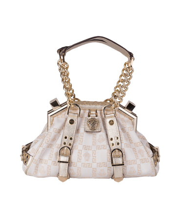 F/W 2005 gold leather canvas Madonna Frame bag