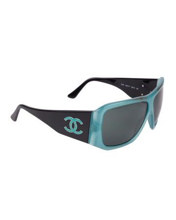 turquoise/black maxi logo sunglasses