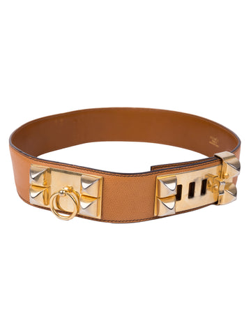 Dark tan “Collier de Chien” leather belt