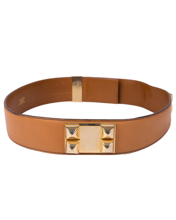 Dark tan “Collier de Chien” leather belt