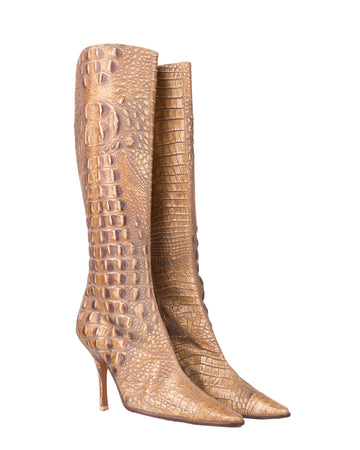 F/W 2001 gold croc embossed boots