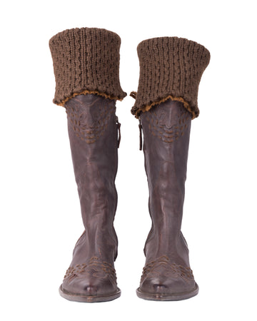 F/W 2006 brown wool trim cowboy boots