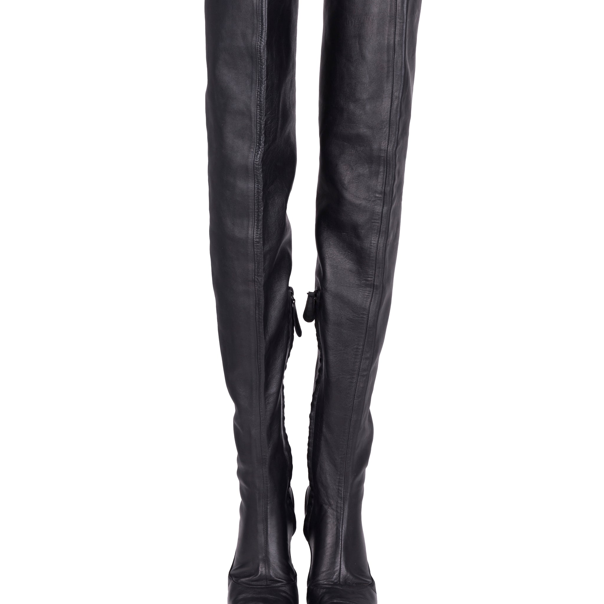 F/W 2001 black thigh high leather boots