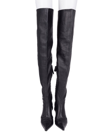 F/W 2001 black thigh high leather boots