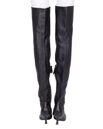 F/W 2001 black thigh high leather boots