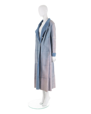 F/W 1999 powder blue distressed shearling maxi coat