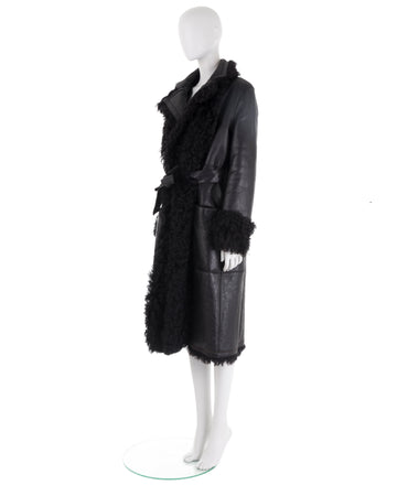 F/W 2003 black Mongolian lamb fur leather coat