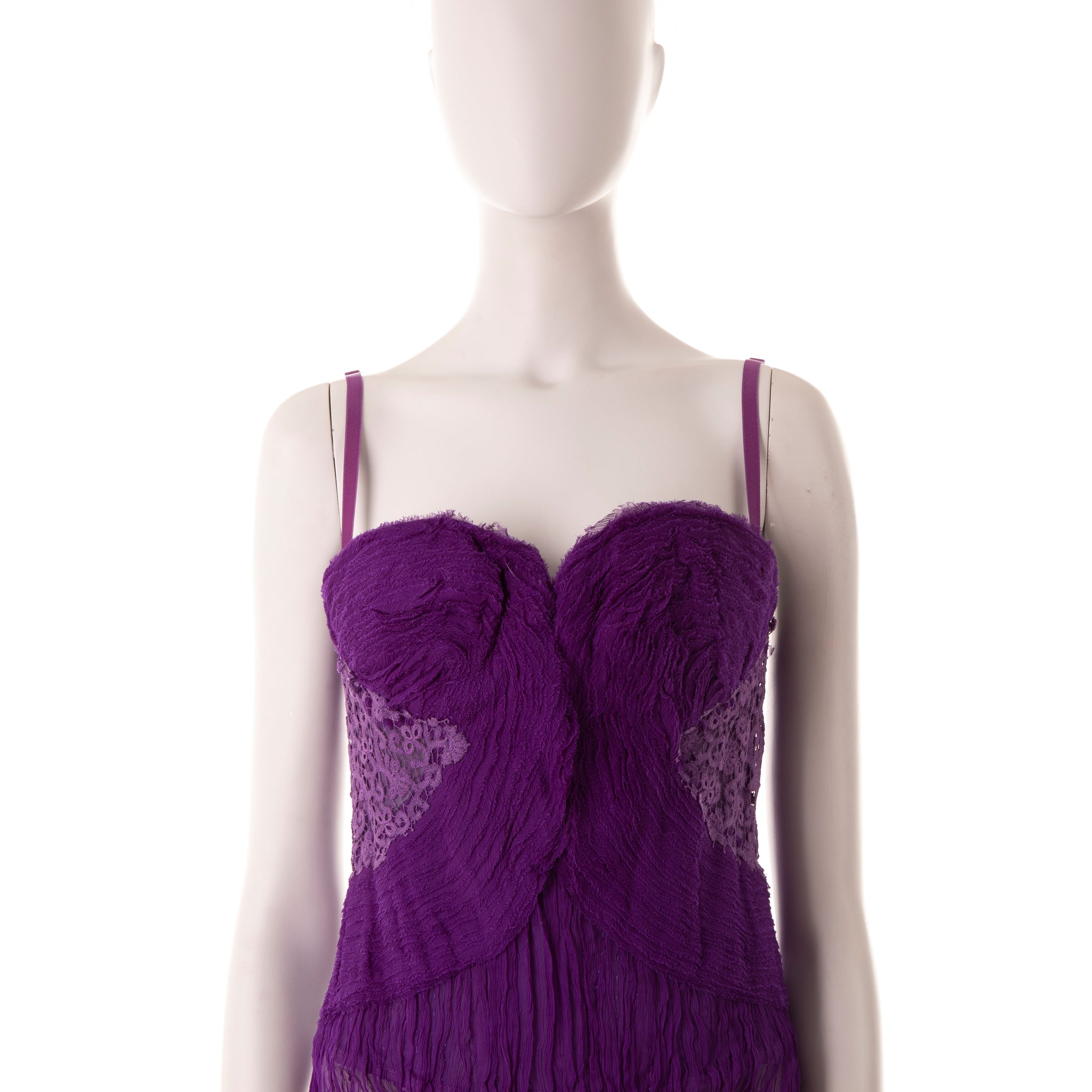 S/S 2006 purple ruched chiffon and lace corset