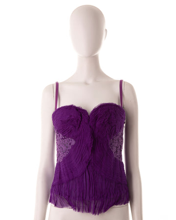 S/S 2006 purple ruched chiffon and lace corset