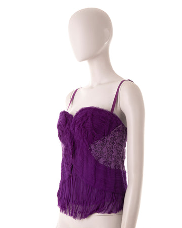 S/S 2006 purple ruched chiffon and lace corset