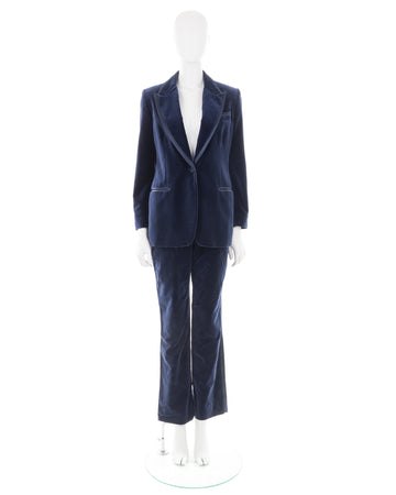 F/W 1996 blue velvet jacket and pant tuxedo suit