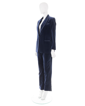 F/W 1996 blue velvet jacket and pant tuxedo suit