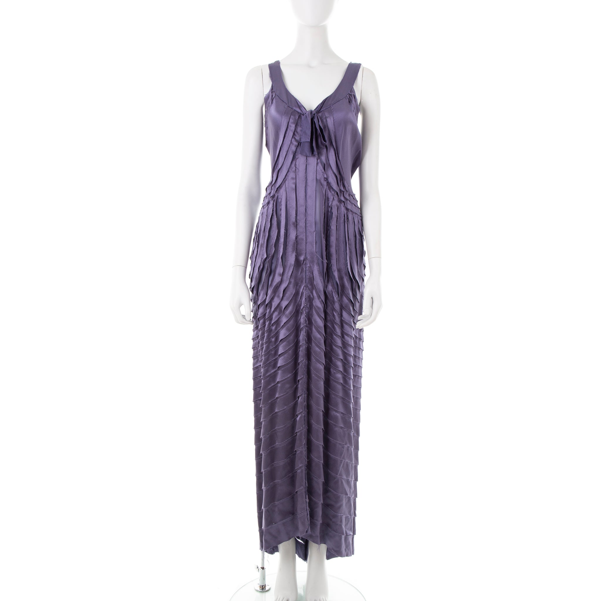 F/W 2004 purple shredded silk ribbon evening dress