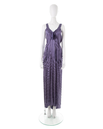 F/W 2004 purple shredded silk ribbon evening dress