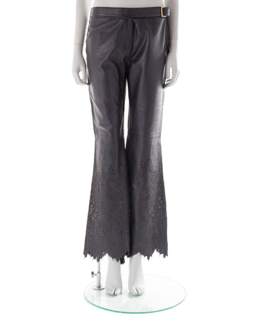 F/W 2001 black leather laser cut pants