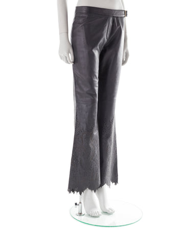 F/W 2001 black leather laser cut pants