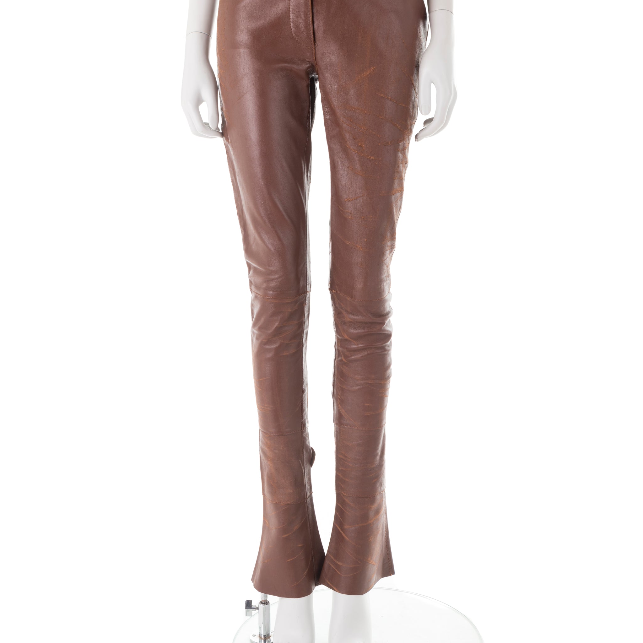 F/W 2001 distressed extra-long leather pants
